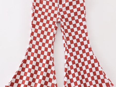 terracotta checkered denim jeans Sale