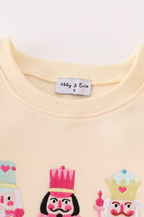 Yellow nutcracker embroidery mom&me fleece sweatshirt Fashion