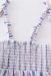 Blue stripe smocked strap girl bubble Sale