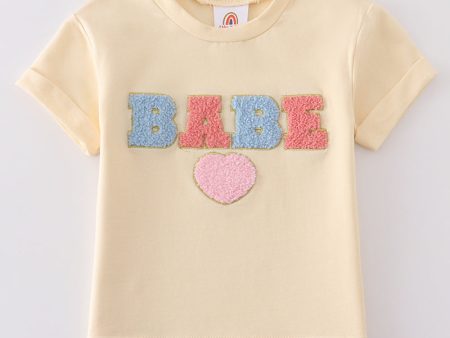 Beige BABE chenille pat top For Cheap