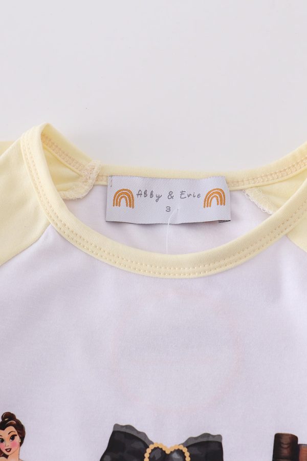 Yellow Princess Bow Print Girl Top Online Sale