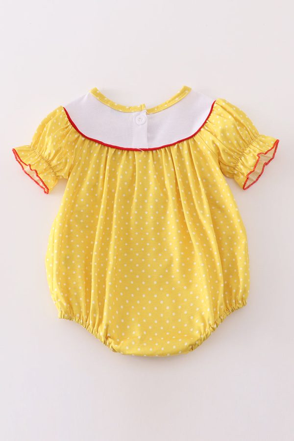 Yellow dot charactor embroidery girl bubble Online