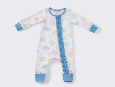 Blue pumpkin print girls romper Online