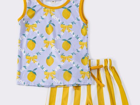 Yellow lemon girl shorts set For Discount