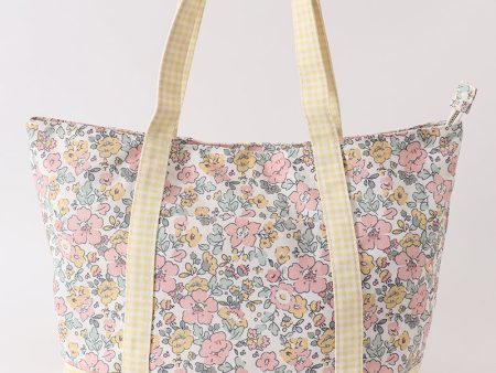 Yellow floral plaid tote bag Sale