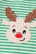 Green stripe christmas deer applique boy romper Sale