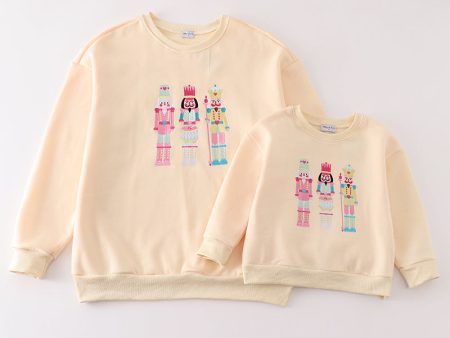 Yellow nutcracker embroidery mom&me fleece sweatshirt Fashion