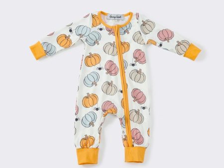 Mustard pumpkin boy romper Online now