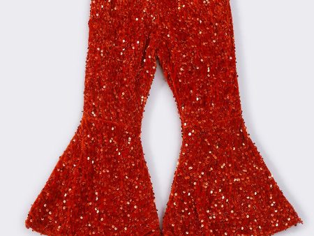 Orange sequin bell pants For Cheap