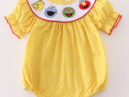 Yellow dot charactor embroidery girl bubble Online