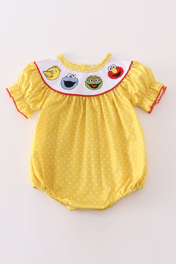 Yellow dot charactor embroidery girl bubble Online