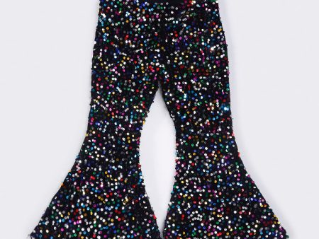 Black sequin bell pants For Cheap