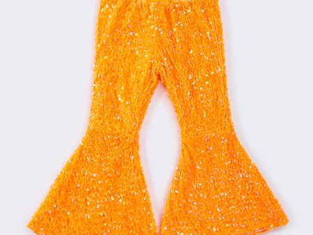 Orange sequin bell pants For Discount