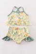 Yellow floral 2pc girl swimsuit Fashion