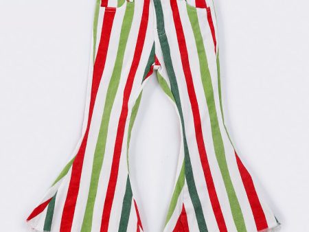 Multicolored stripe bell denim jeans Online Sale