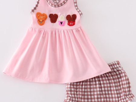 Pink character ice cream french knot girl bloomer set Online Sale