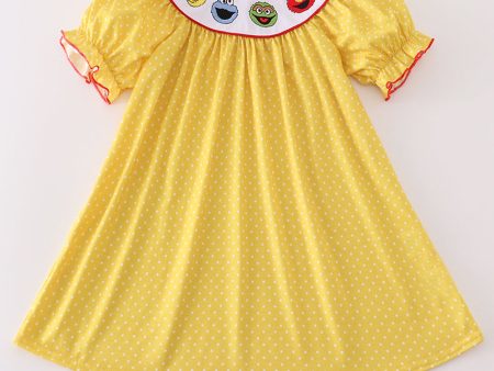 Yellow charactor embroidery dress on Sale