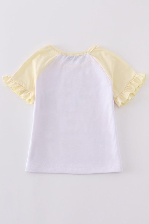 Yellow Princess Bow Print Girl Top Online Sale