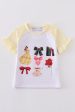 Yellow Princess Bow Print Girl Top Online Sale