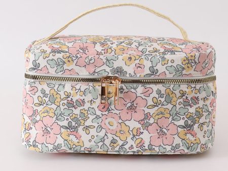 Yellow floral makeup bag on Sale