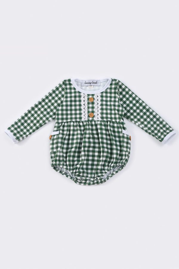 Green plaid girl bubble Hot on Sale