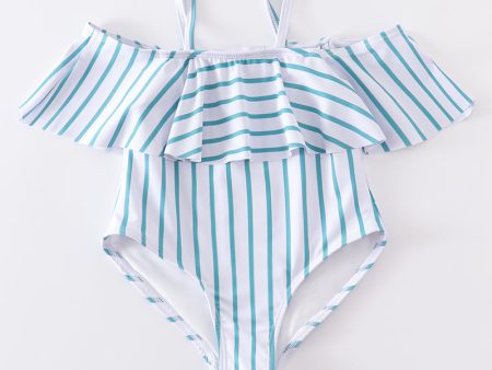 Blue stripe strap girl swimsuit one piece UPF50+ Supply