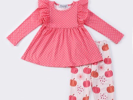 Pink pumpkin floral girl set Sale