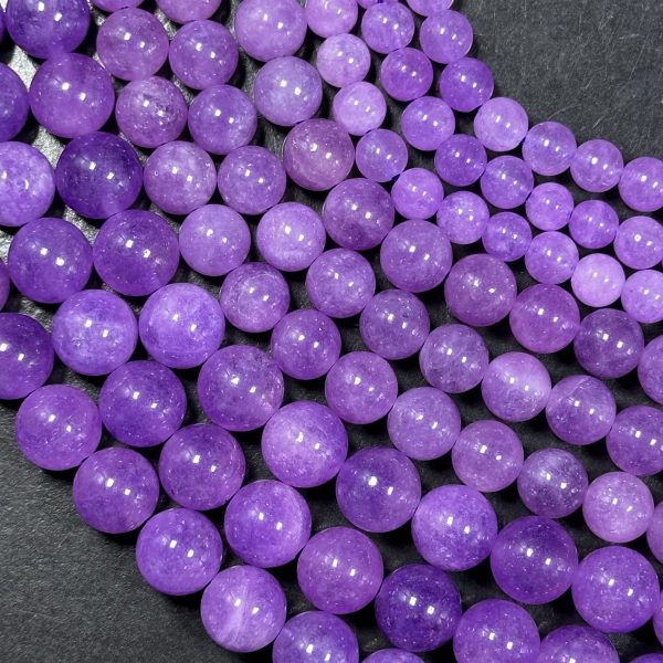 Natural Lavender Jade Gemstone Bead 6mm 8mm 10mm Round Beads, Beautiful Lavender Purple Color Jade Beads, Great Quality Full Strand 15.5  For Cheap