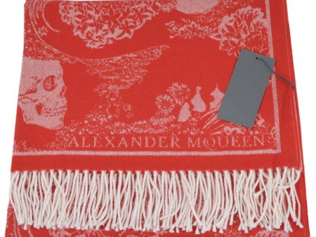 New Alexander McQueen 527942 $875 Large Wool Cashmere DREAMING SKULL Scarf Wrap on Sale