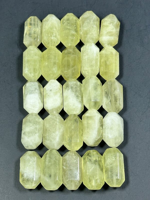 NATURAL Yellow Quartz Gemstone Bead Faceted 25x12mm Barrel Shape Bead, Gorgeous Clear Light Yellow White Color Quartz Loose Beads Supply