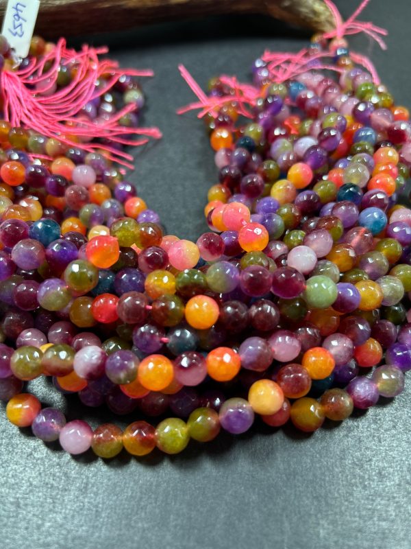 AAA Natural Berry Bliss Jade Gemstone Bead Faceted 6mm 8mm 10mm Round Bead, Gorgeous Natural Clear multi color Jade Excellent Quality 15.5  Cheap