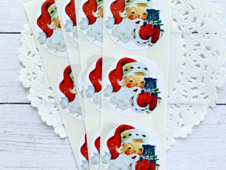 Santa and Kitty Retro Stickers Discount