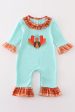 Green turkey applique girl romper on Sale