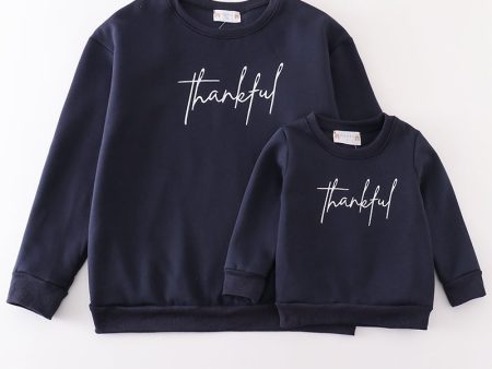 Navy thankful fleece mom&me sweatshirt For Discount