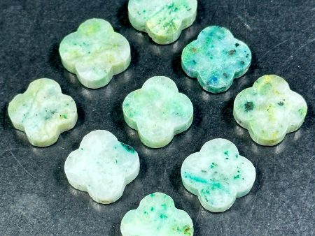 NATURAL Chrysocolla Gemstone Bead Faceted 17mm Clover Flower Shape Beautiful Natural Green Blue Color Chrysocolla Gemstone Bead LOOSE Beads Supply