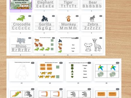 Zoo Learning Printable on Sale