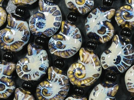 Beautiful Hand Painted Porcelain Beads, 21x17mm Unique Hand Painted Blue Porcelain Nautilus Shell Shape Beads, Gorgeous Porcelain Beads 9  For Discount