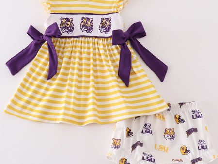 Yellow tiger embroidery LSU girl bloomer set Sale