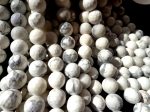 LARGE-HOLE beads!!! 8,10,12mm Faceted-finished round. 2mm hole. 8  strands. Natural White Howlite Big Hole Beads on Sale