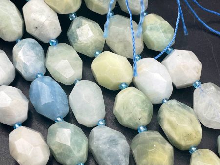 AAA Natural aquamarine gemstone bead. Faceted 12x16mm oval nugget shape. Gorgeous natural aqua blue color gemstone bead. High quality bead! Online now