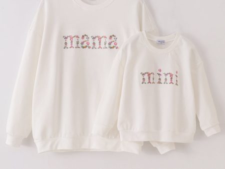 White mini embroidery mom&me sweatshirt For Discount