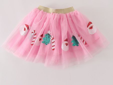 Pink christmas sequin tutu skirt Discount