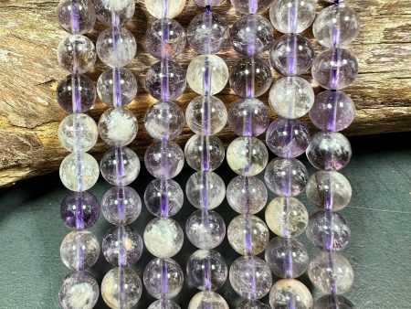 Natural Super 7 Gemstone Bead 6mm 8mm 10mm Round Bead, Beautiful Purple Clear Color Super 7 Gemstone Bead Full Strand 15.5  on Sale