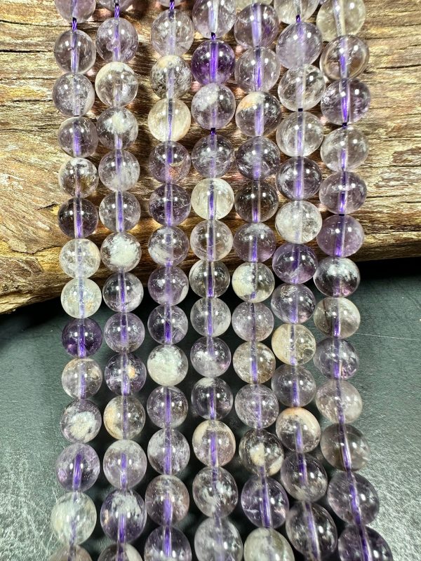 Natural Super 7 Gemstone Bead 6mm 8mm 10mm Round Bead, Beautiful Purple Clear Color Super 7 Gemstone Bead Full Strand 15.5  on Sale