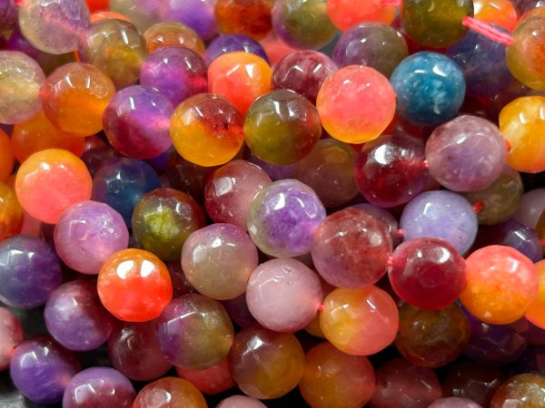 AAA Natural Berry Bliss Jade Gemstone Bead Faceted 6mm 8mm 10mm Round Bead, Gorgeous Natural Clear multi color Jade Excellent Quality 15.5  Cheap