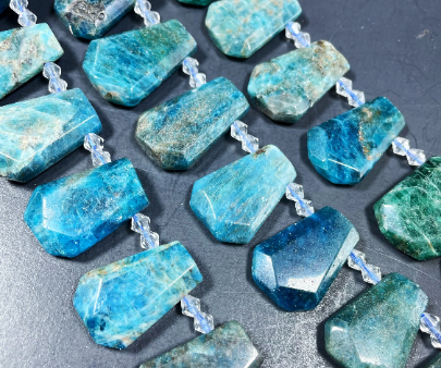 Natural Apatite Gemstone Bead Faceted Teardrop Shape 28x20mm, Natural Blue Color with Brown Apatite Gemstone Beads. Full strand 15.5” Hot on Sale