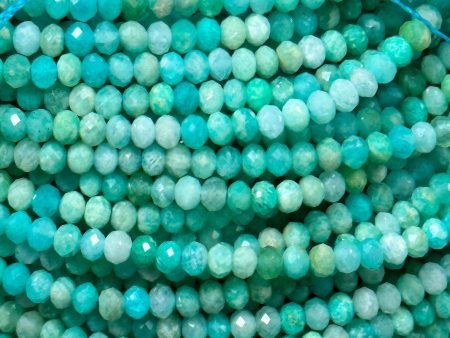 NATURAL Amazonite Gemstone Bead Faceted 3mm Rondelle Shape Bead, Beautiful Natural Green Blue Color Amazonite Loose Beads Full Strand 15.5  Fashion