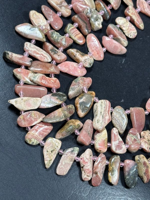 NATURAL Rhodochrosite Gemstone Bead 13x8mm to 36x15mm Freeform Stick Shape, Beautiful Natural Pink Brown Color Loose Beads Full Strand 15.5  Fashion