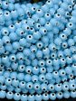 Beautiful Light Blue Evil Eye Glass Beads 6mm 8mm Round Beads, Beautiful Light Blue Evil Eye Amulet Glass Beads, Full Strand Glass Beads Online now