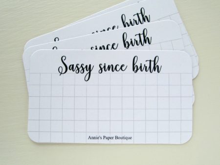 Sassy Since Birth Grid - Mini Note Cards Online now